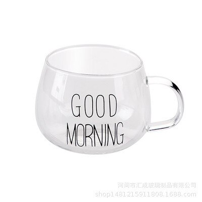Dejlige glas morgenmad par kopper cappuccino latte kaffe te mælk yoghurt krus god morgen glas rejse kopper: Sort