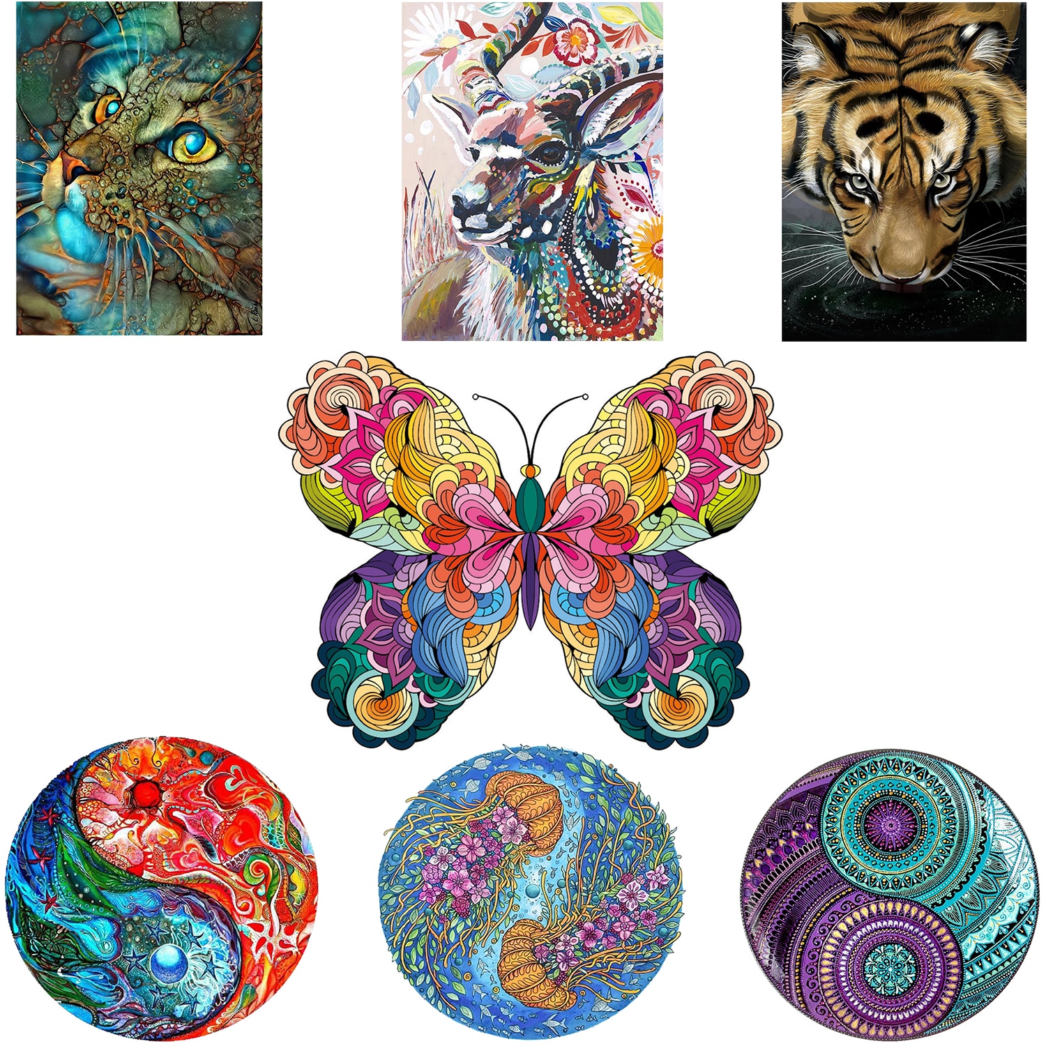 Animal Wood Puzzle Tai Chi Theme Jigsaw Puzzle Unique Shaped Parts for Adults Board Games Kid(6-18+) Educational Toy