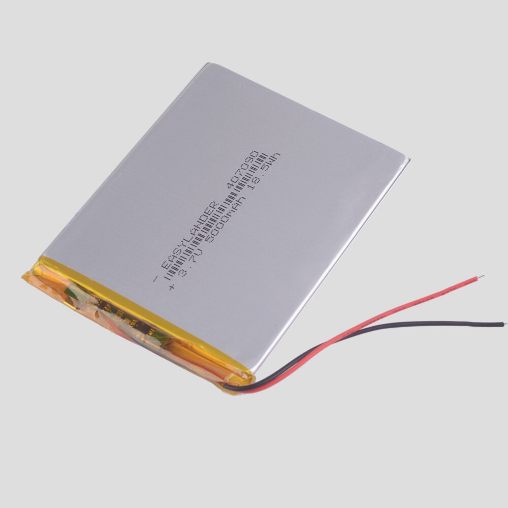 3,7 V, 5000mAh, 407090 (batería de polímero de litio), baterías Li-ion recargables para tableta, pc, tableta de 7 pulgadas, PC, MP3 y MP4