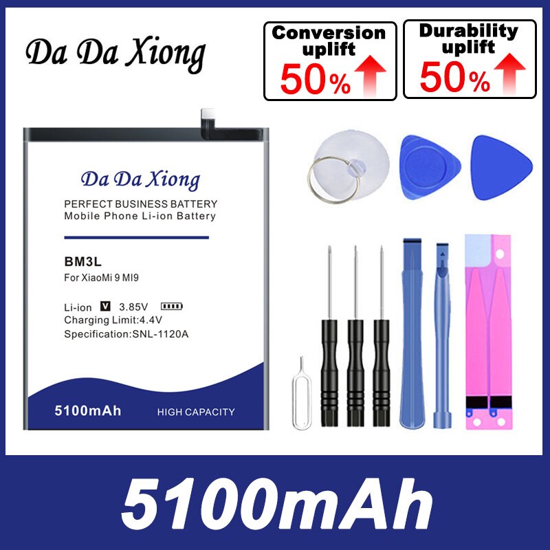 Phone Battery DaDaXiong BM3L 5100mAh For Xiaomi Mi 9 Mi9 Replacement Batteries Retail Package Free Tools