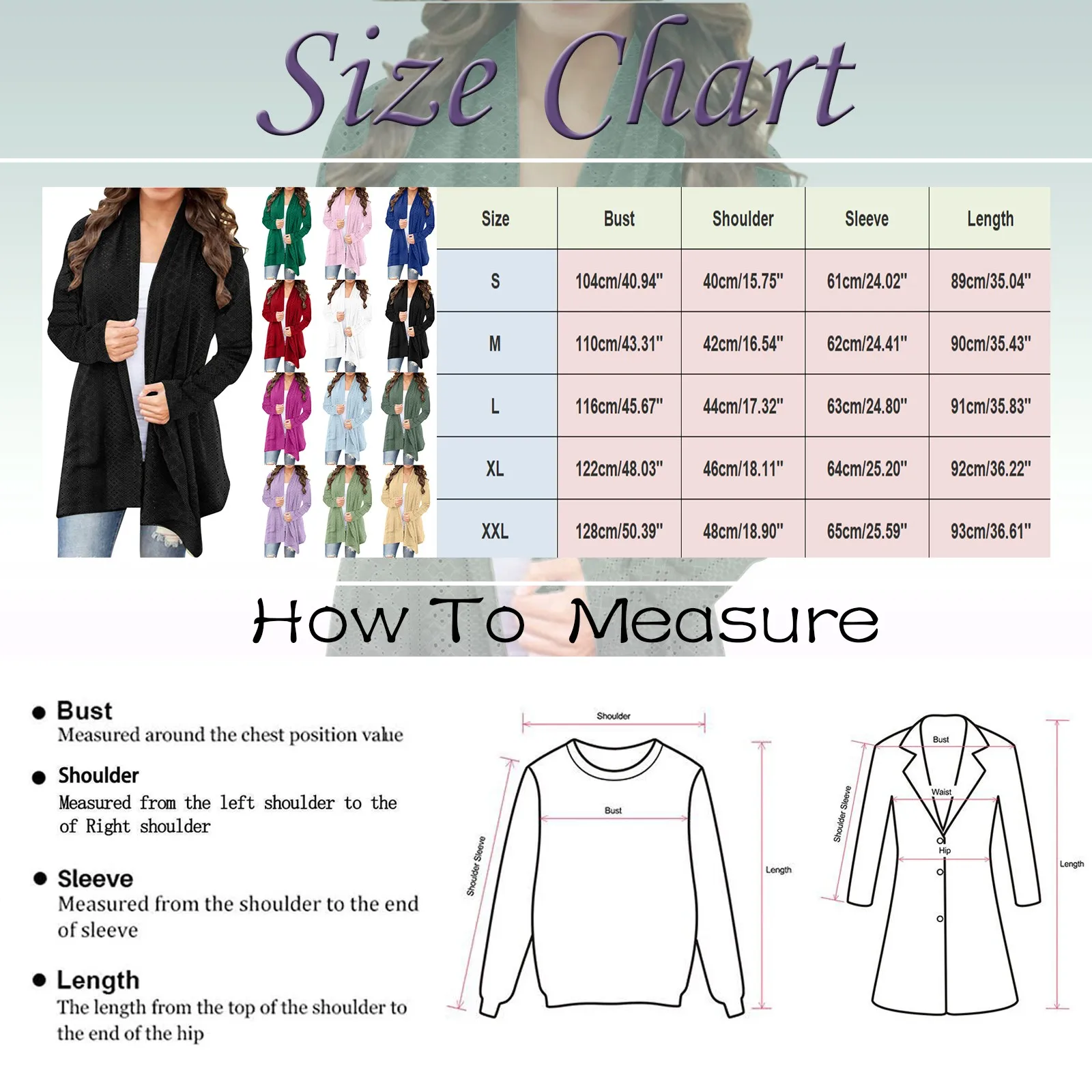 Women's Cardigan Sweater Fall Open Front Knit Oversized Cardigans Duster Coats with Pockets Warm Casual Simple Cardigan