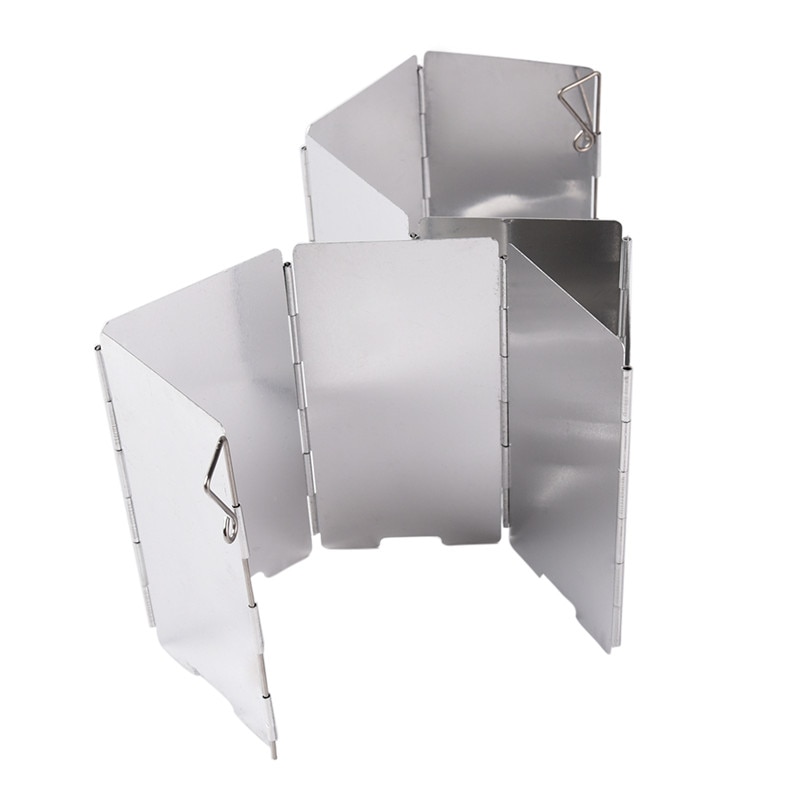 Deflectores de viento plegables para exteriores, estufa de Gas para acampar, pantallas de protección contra el viento, utensilios de cocina para acampar, 9 Uds.