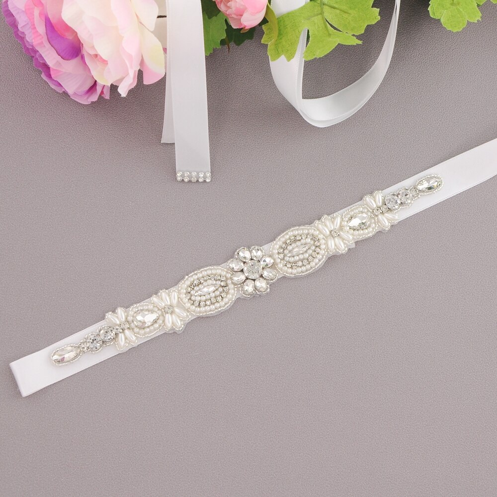 ZMS43 Rhinestone Belt Wedding Belt Evening Dress Belt Bridal Belt Bridesmaid Sash Sparkly Belt Belt for Evening Party Prom Gown: white
