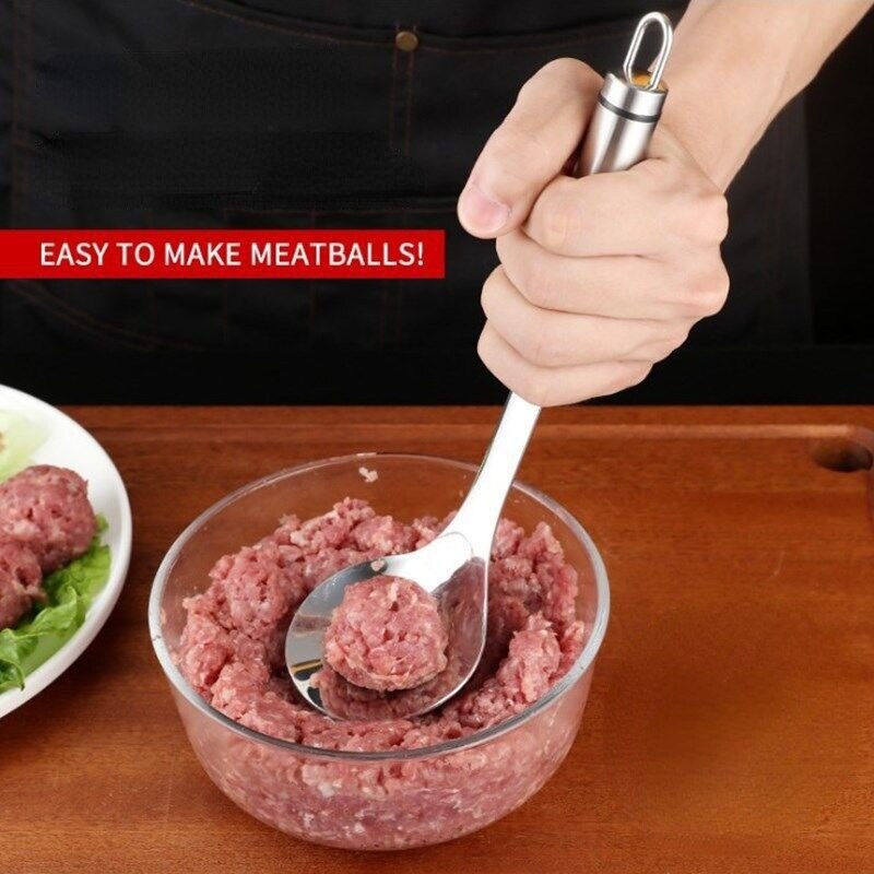 Meatball Spoon Household Fishball Maker Squeezing Meatball Spoon 304 Stainless Steel Fish Ball Meatball Making Tool
