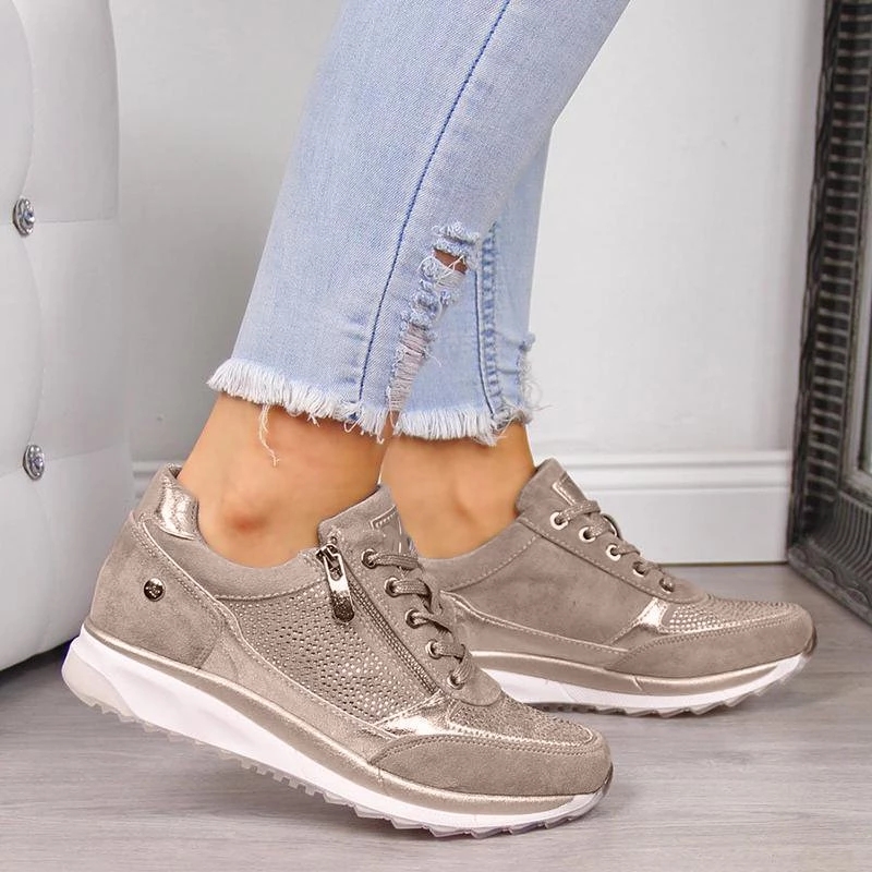 Litthing Women Shoes Sneakers Zipper Platform Trainers Casual Lace-Up Tenis Feminino Zapatos De Mujer Womens Sneakers