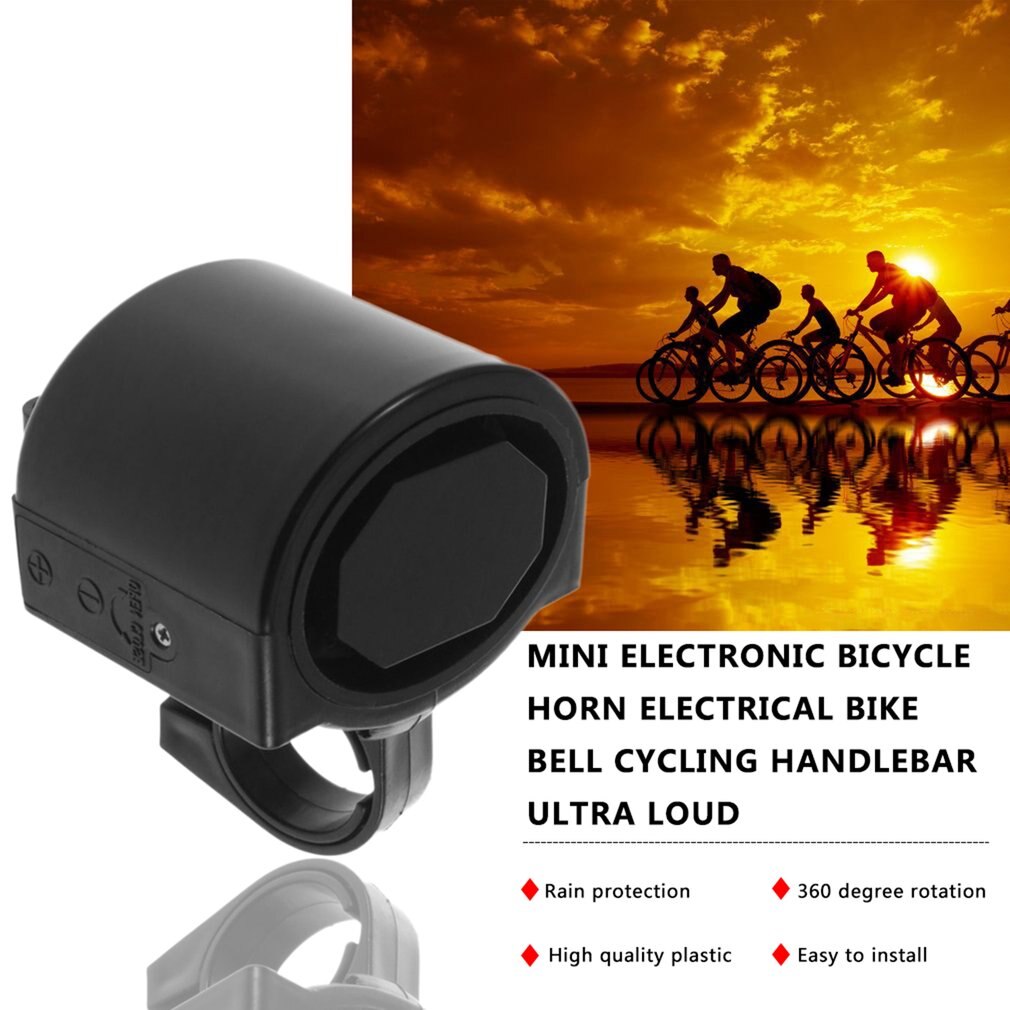 Mini elektronisk cykelhorn elektrisk cykelklokke cykelstyr ultra høj alarm ring batteridrevet 360 graders rotation