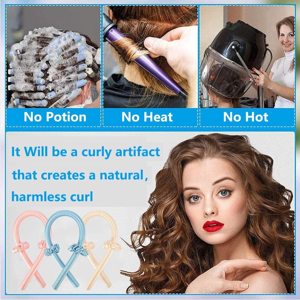 Heatless Curling Rod Headband No Heat Curls Ribbon Hair Rollers Sleeping Soft Headband Hair Curlers DIY Hair Styling Tools