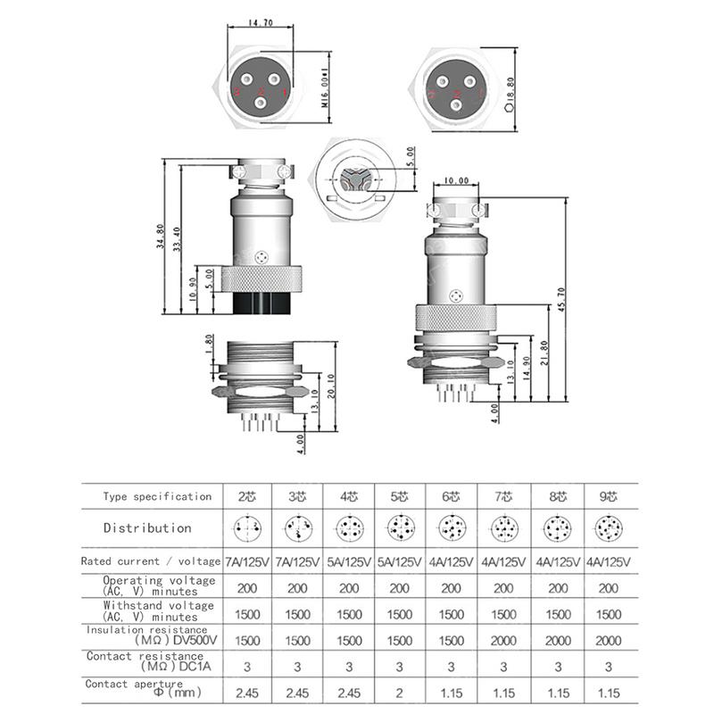 GX-16 Luftfahrt Stecker Und Buchse GX16-2-3-4-5-6-7-8-9-10 Kern Luftfahrt Stecker Männlich & Weibliche 16mm Draht-Tafel Rund Anschluss
