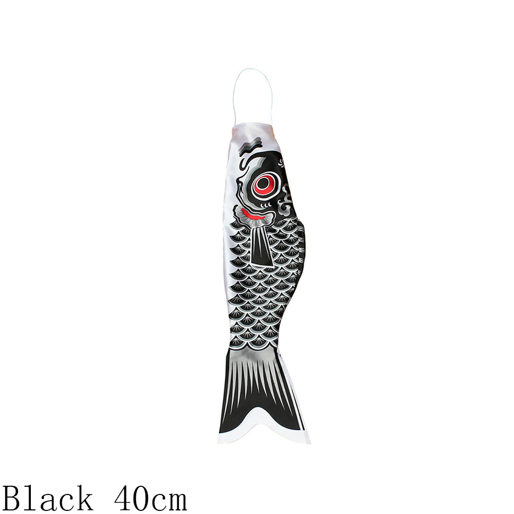 Fumetto di Pesce Vento Calzino Bandiera Colorate In Stile Giapponese Manica A Vento Carpa mini Koinobori Regali di Pesce Vento Streamer Festa A Casa Decorazioni: Black 40cm