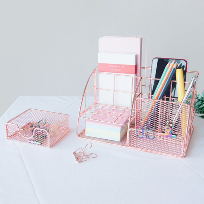 Multi-function Desk Organizer All In One Desktop with Pen Paper Holder School Office Stationery Storage Rack Supplies
