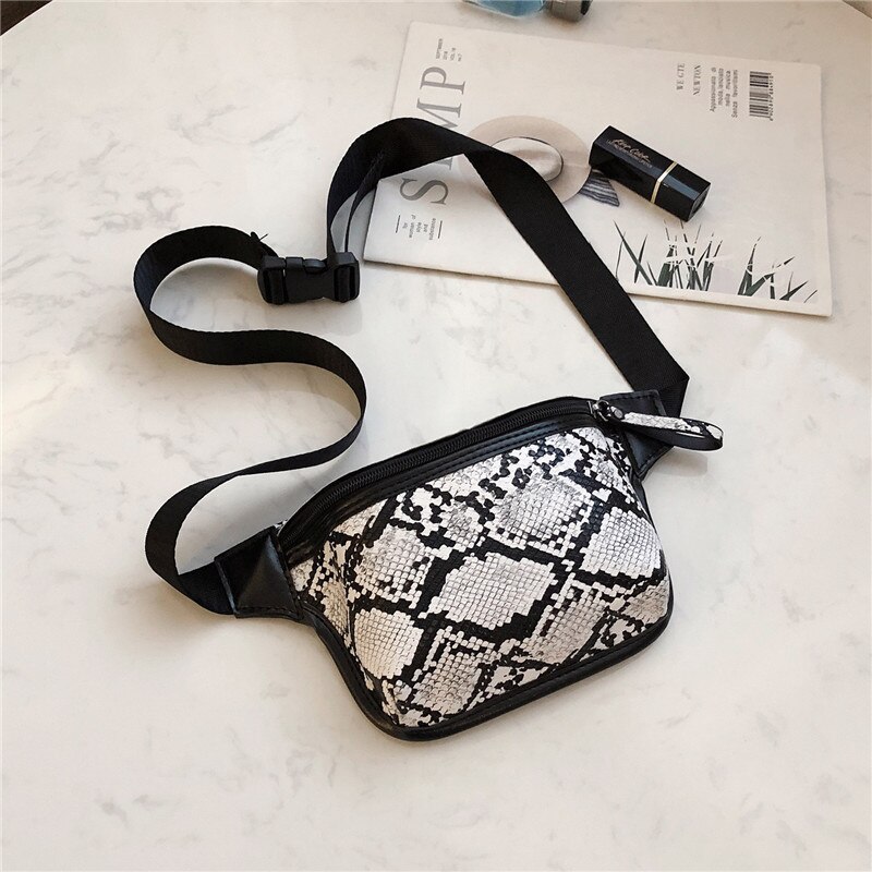 Riñonera con patrón de pitón para mujer, bolso de pecho con conchas de estilo europeo y americano, para verano y otoño,