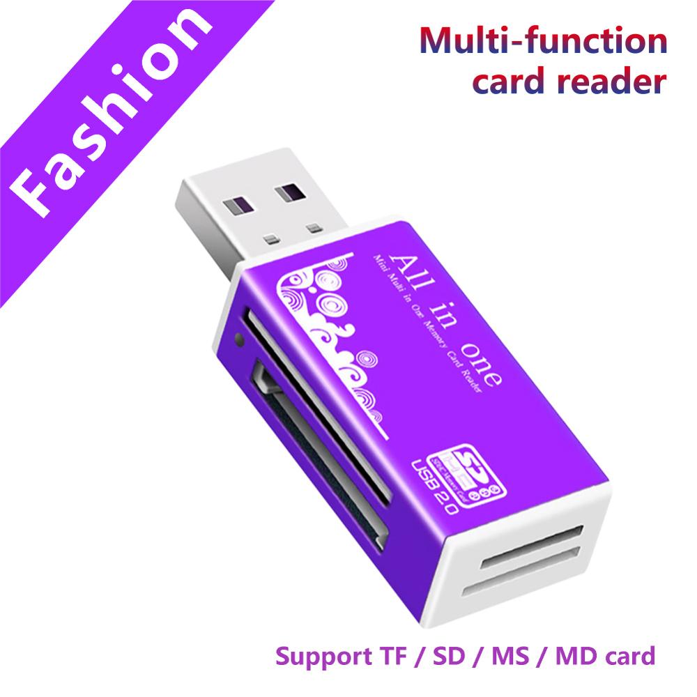 Purple Card Reader USB 2.0 to SD Micro SD TF Memory Card Adapter for laptop Accessories Multi Smart Cardreader