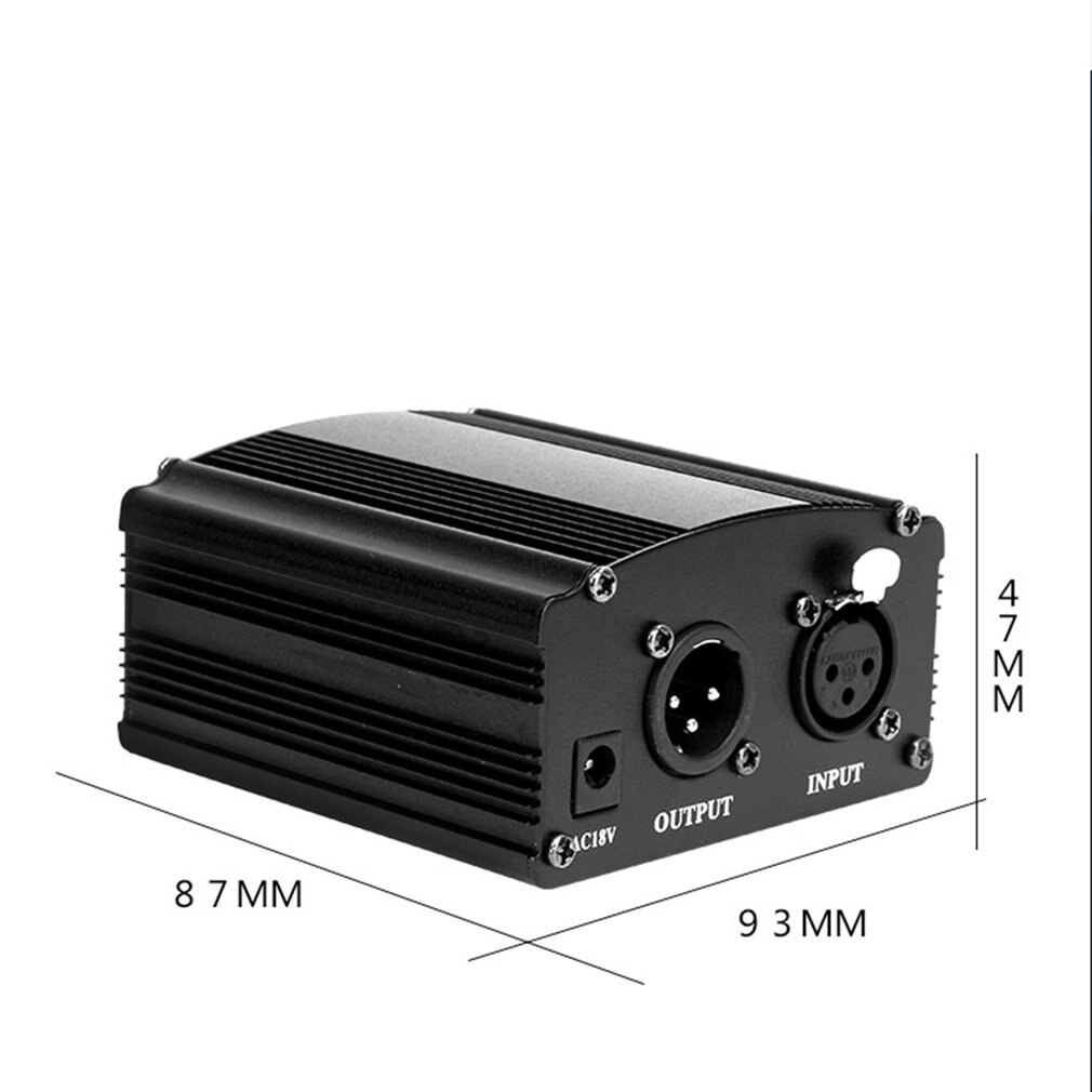 , fuente de alimentación Phantom de 1 canal 48V con micrófono + adaptador AU US enchufe de la UE para cualquier micrófono condensador de grabación