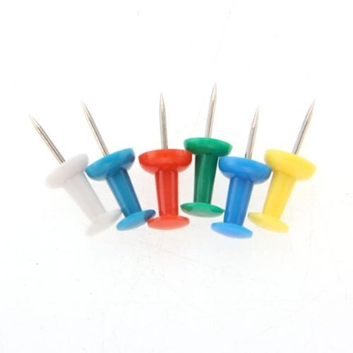 SOSW-100pcs Coloured Push Pin Drawing Map Pins Notice Office School