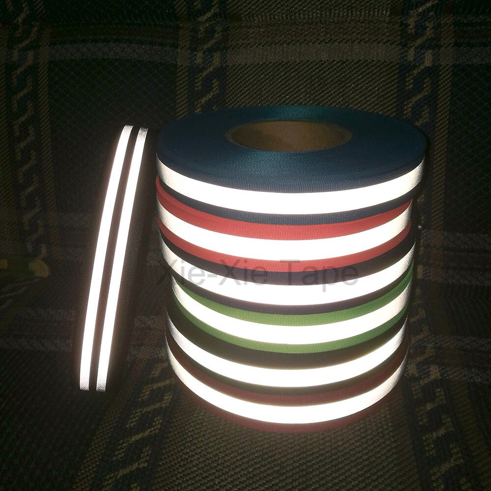 Silver Reflective Webbing Ribbon Fabric Tape For Clothing Sew On 25mm/12mm x 20meters