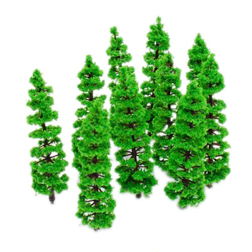 10Pieces/Pack Model Fir Tree Train Plastic Green Tree Set Scenery Landscape Miniatures Layout HO N