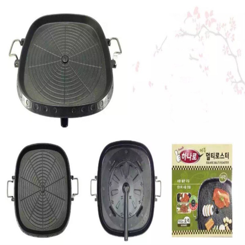 Koreansk firkant grillplate biff stekepanne grill maifan stein bakebrett hjemme vilt bærbart grillbrett