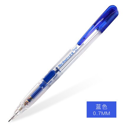 3/4 stk pentel techniclick mekanisk blyant 0.5mm klassisk sidepresse automatisk japan sort/blå/grøn/pink farve: 3 stk 0.7mm bu