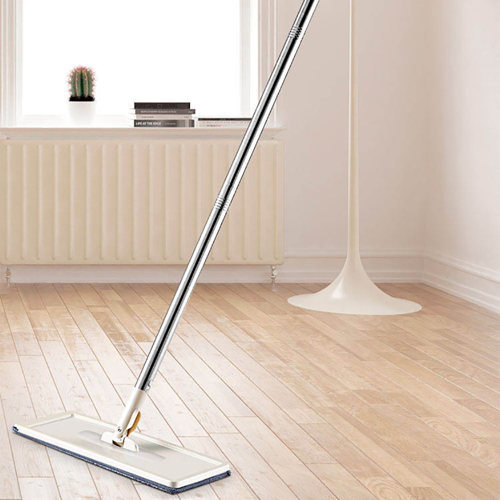 Handfree Tool Home Floor Cleaning Squeeze Rebound Automatic Kitchen Bucket Replacement Cloth Space Saving Manual Flat Mop Set