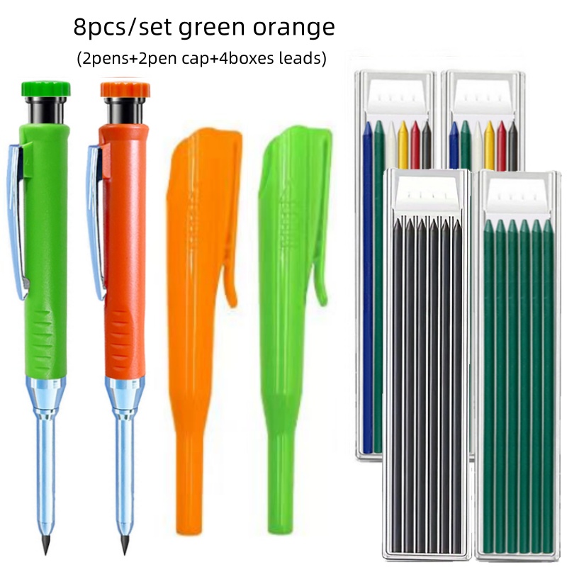2.8mm Solid Carpenter Pencil with Pencil Cap and Built-in Sharpener for Deep Hole Mechanical Pencil scribing Marking Woodworking: Mixed Color