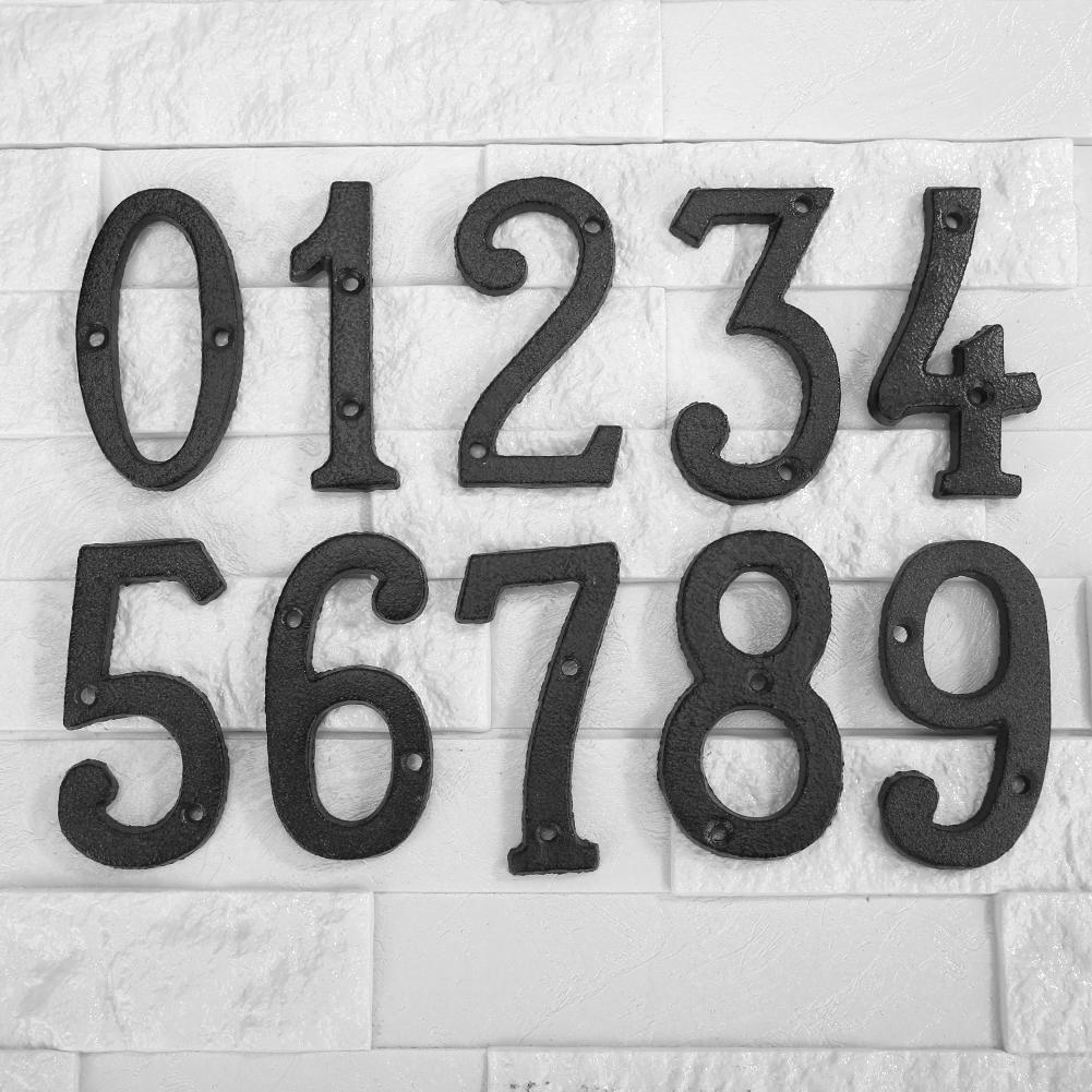 Metal Digital Numbers Cast Iron House Sign Doorplate DIY Cafe Wall Decor