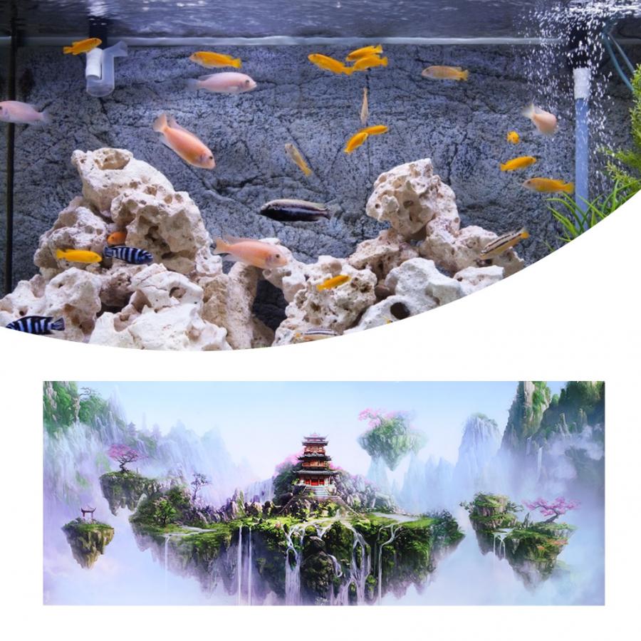 Modieuze Pvc Aquarium Achtergrond Poster Waterdichte Lijm Sky Kasteel Patroon Sticker Aquarium Decoratie