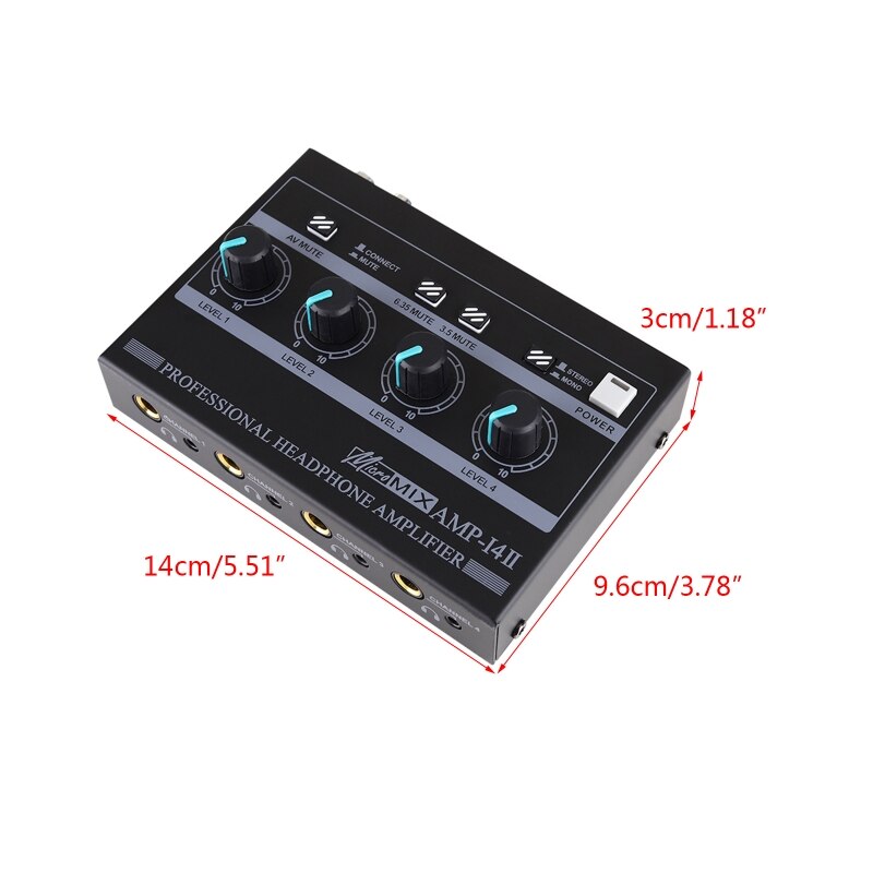 2022 Professionele 4Way Hoofdtelefoon Versterker Ondersteuning Lotus 6.35Mm Jack 3.5Mm Ingang Oortelefoon Versterker AMP-i4 (100-240V)