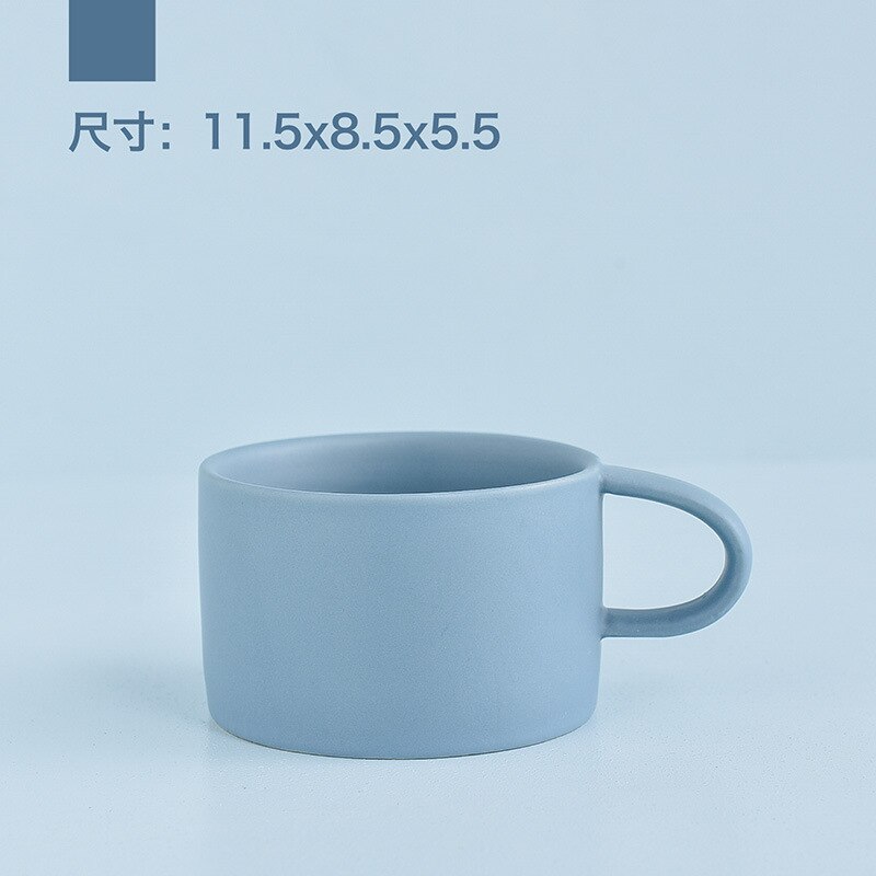 Taza de café de cerámica para leche, taza para café con leche, vaso bonito de cerámica de Color puro estilo europeo para parejas,: Azul
