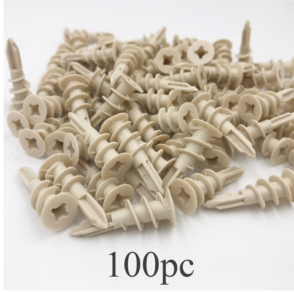 100pcs Expansion Tube Hardware Self Drilling 6x33mm Home Ribbed Nylon Plasterboard Wall Drywall Curtain Accessories Plumbing
