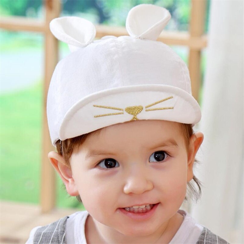 Chapeau de bébé garçon avec oreilles mignonnes, casquette de baseball en coton pour bébé, chapeaux de soleil d'été pour bébé, casquettes pour enfants: Chapeau de soleil blanc pour bébé