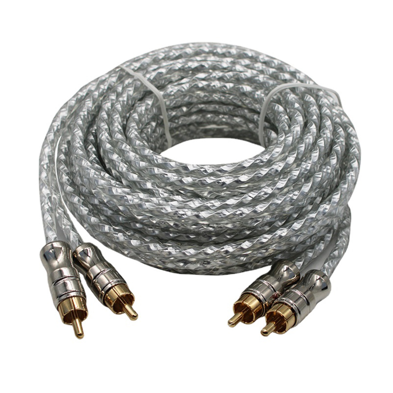 Cable de Audio para coche, Cable de señal de cabeza de Metal de cobre puro, altavoz de Audio estéreo, amplificador de Cable, instalación de subwoofer RCA, cableado secundario