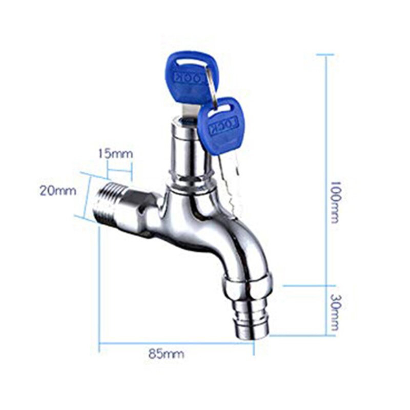 Robinet d&#39;eau antivol avec serrure, 1 pièce, corps en alliage, trou unique, interrupteur à clé, bibelots pour cuisine, jardin extérieur: Default Title