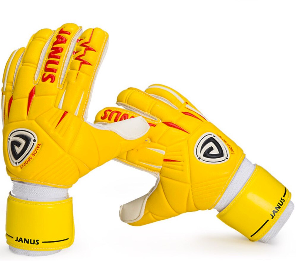 Janus JA939 gants de gardien de but de Football garçon amovible Protection des doigts gant de Football gardien jaune rouge adulte
