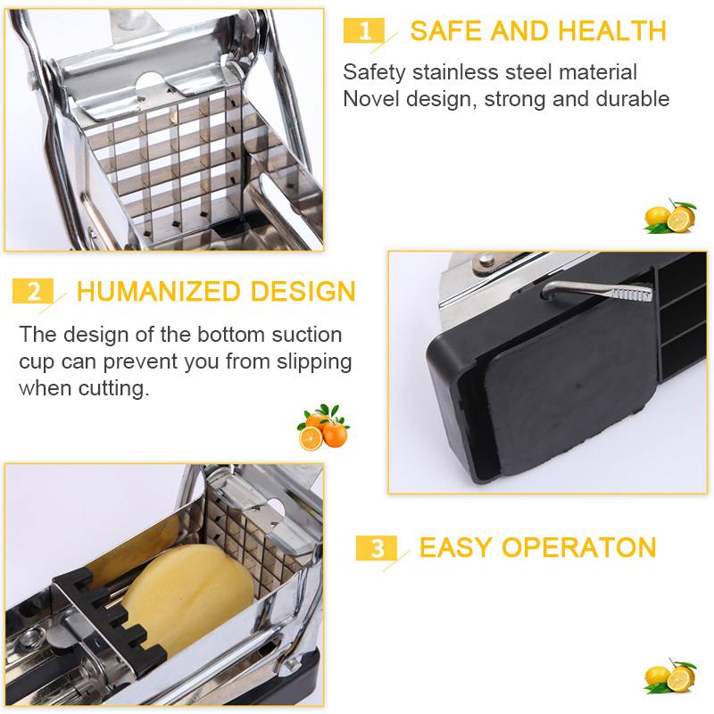 Potato Cutting Machine Stainless Steel Non-slip French Fries Cutter Home Use Potato Slicer Chopper Cucumber Carrot Kitchen Tool