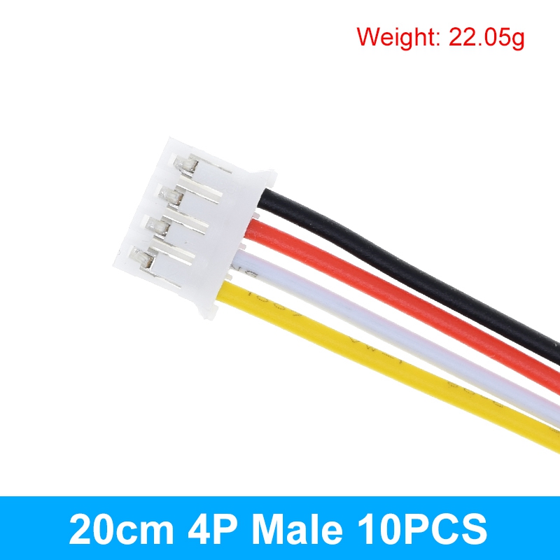 10PCS 5Pair Micro JST PH 2.0 2P 3P 4P 5P 6PIN Male Female Plug Connector With Wire Cables 20CM+20CM For Arduino MP3: 10PCS 20CM Male 4P