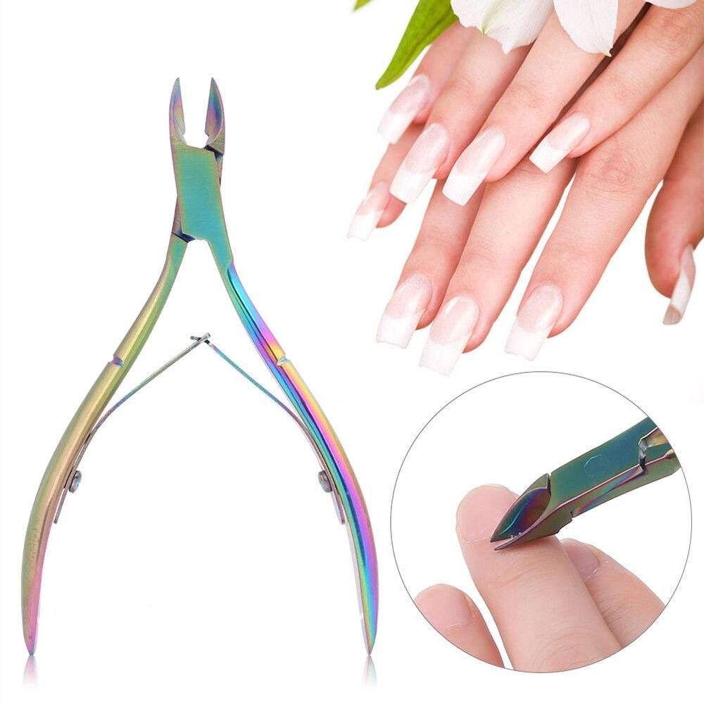 Tijeras para cutículas de acero inoxidable, herramientas de manicura pedicura, Tijera para piel muerta cortauñas dorada/plateada/arcoíris