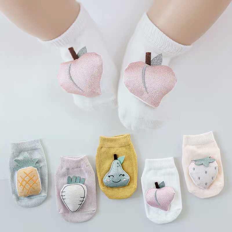 Baby Girls Boys Cartoon Ankle Socks Cotton Newborn Anti- Slip Floor Sock fruit Brand Summer