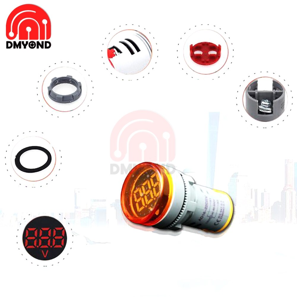 0-100v dc 12v 24v 22mm runde ledet digitalt display voltmeter spændingsmonitor indikator signal lys volt tester måleværktøjer