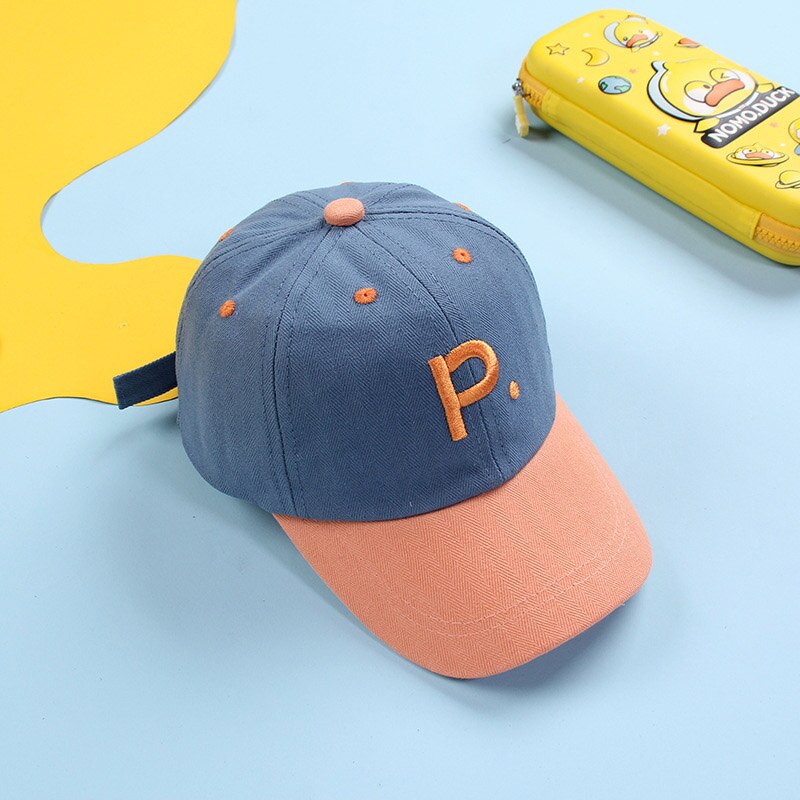 Gorra de béisbol con letras para niños y niñas, gorro de béisbol con letras de coreana, ajustable, para deportes al aire libre, de 1 a 4 años: blue