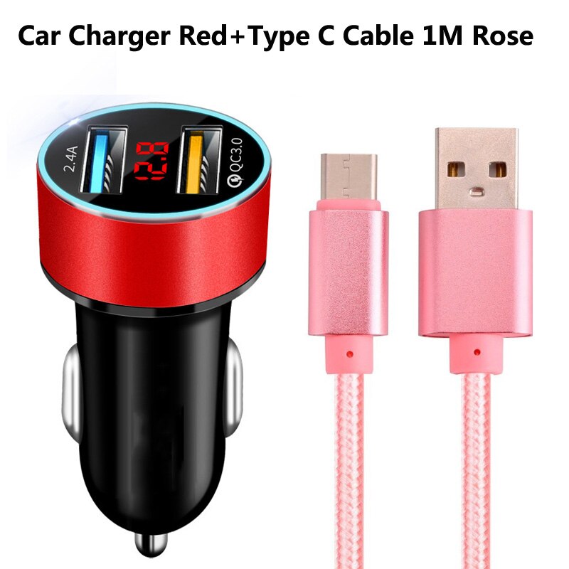 Cable de carga rápida tipo C para Samsung, S20, S10, S9, Redmi Note 9, 9S Pro, Honor 30, 20, 20i, 10i, cargador de teléfono de coche: Charger Cable Red