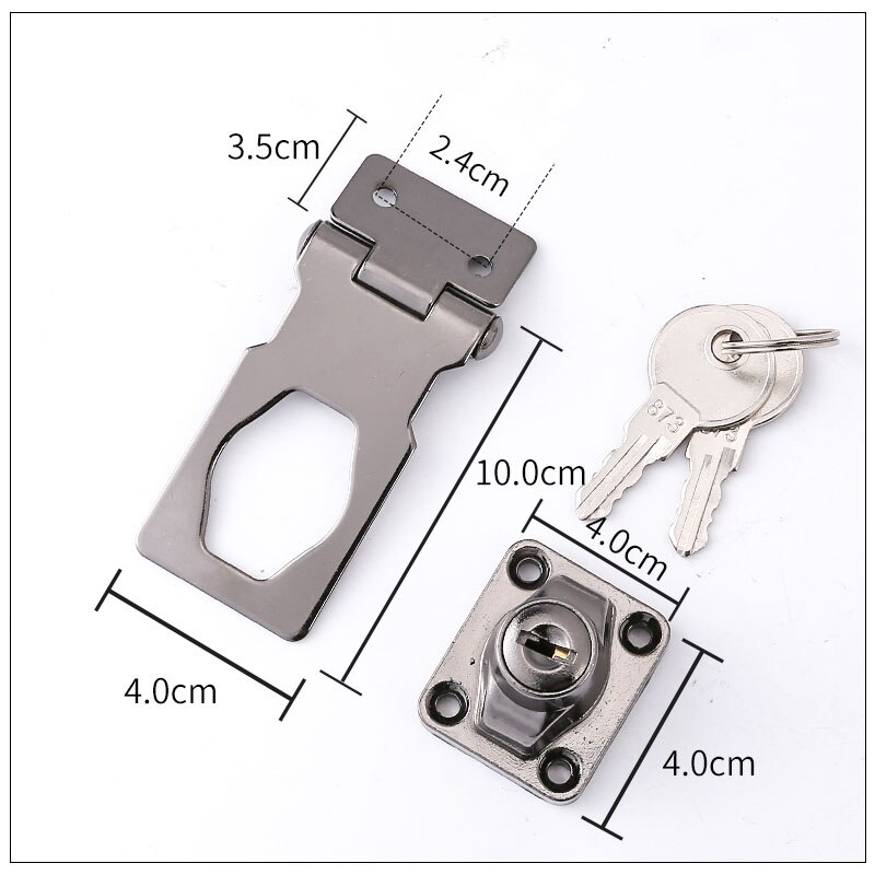 Stainless Steel Plating Self Locking Security Hasp Staple Lock Cupboard Padlock Door/Shed/Gate/Van Lock/desk/close with 2 Keys: C Silver black