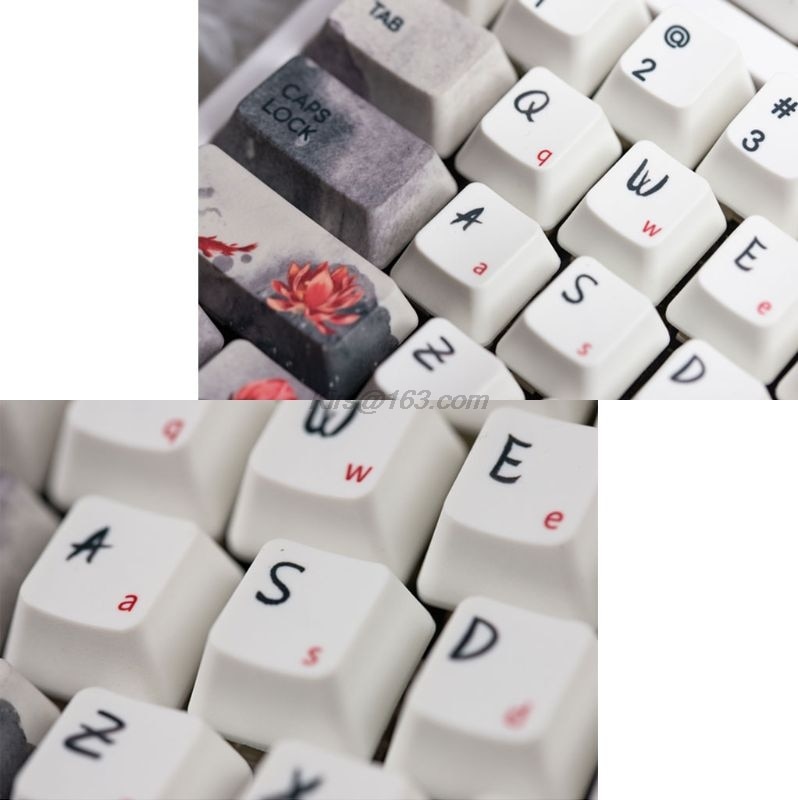 5 lados, sublimación de tinta, 108 teclas, OEM, teclas PBT, Teclado mecánico de teclas de juego completo, teclas de tinta Koi Nobori, teclas de carpa