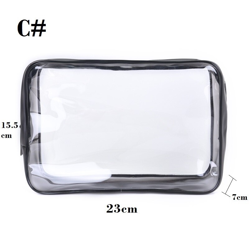Sac cosmétique Transparent variétés tailles fille sacs de maquillage poche à glissière claire; grand, moyen, petit, Mini; cercle, carré,: C