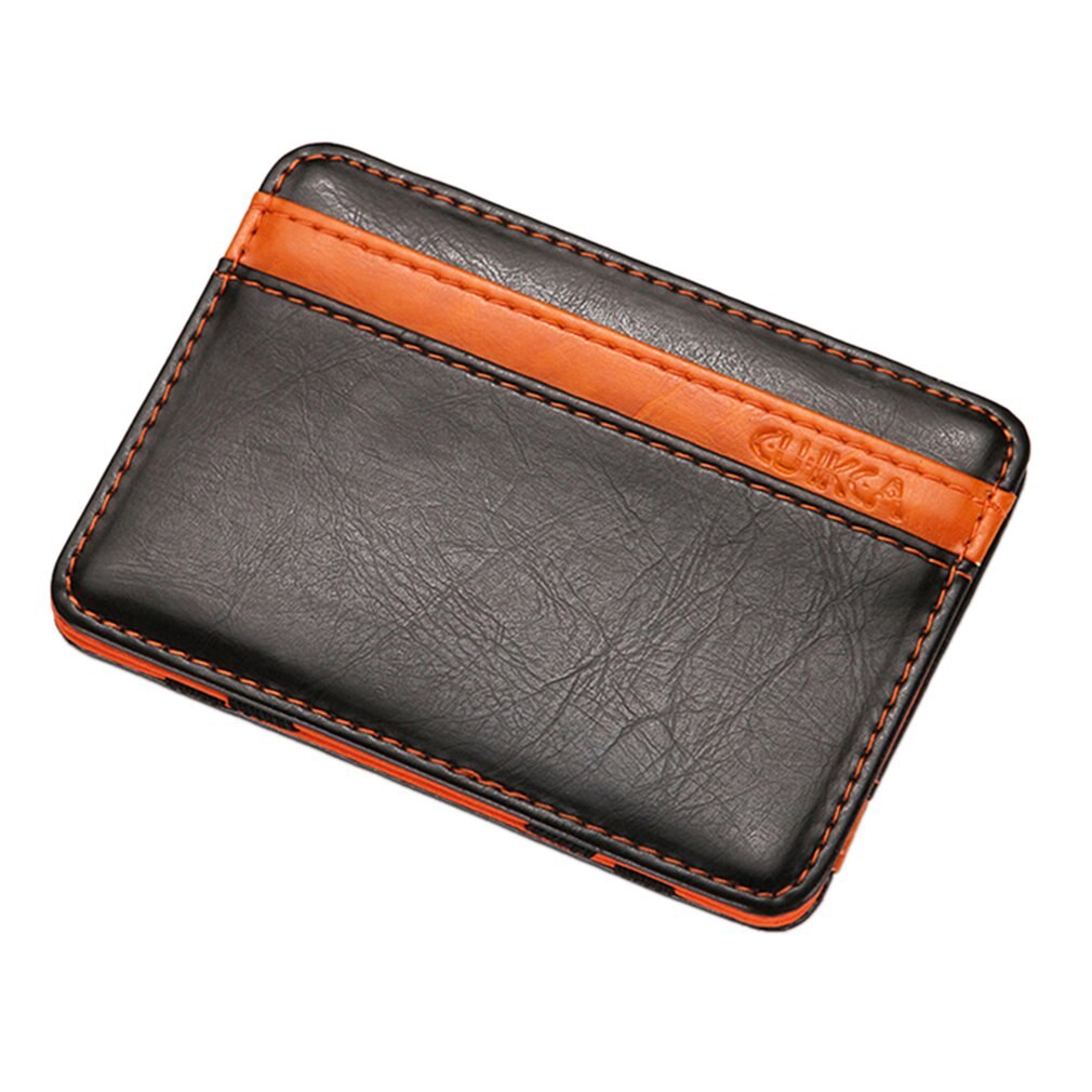 Men's Wallet Matte Leather Stitching Zipper Coin Purse Card Pack Classic European And American: Orange