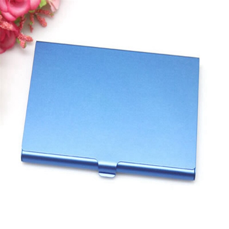 Uformell visittkortsett rustfritt stål aluminiumsholder metallboksdeksel kreditt menn visittkortholder metall lommebok: Blå