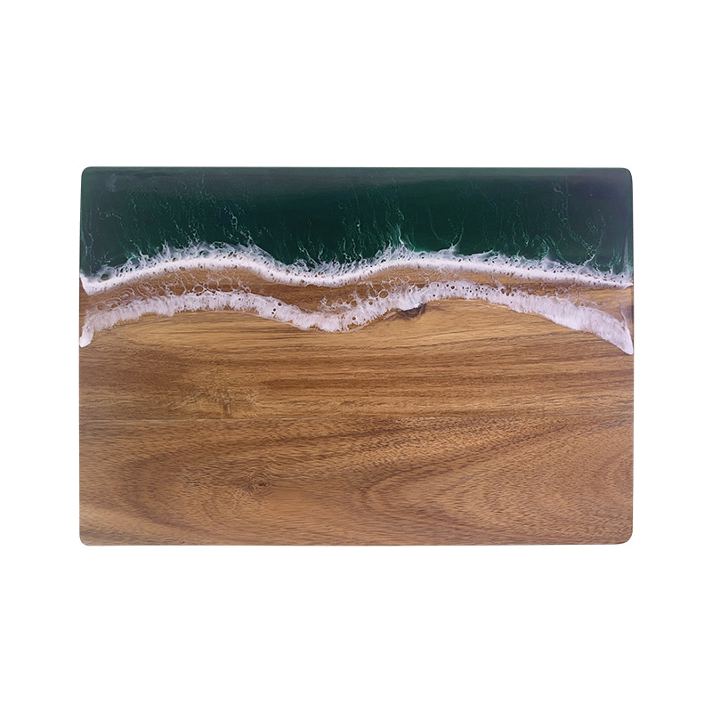 Acacia Wood Cutting Board Resin Blue Wave Pattern for Kitchen acacia wood epoxy resin cutting board cheese board Challah board