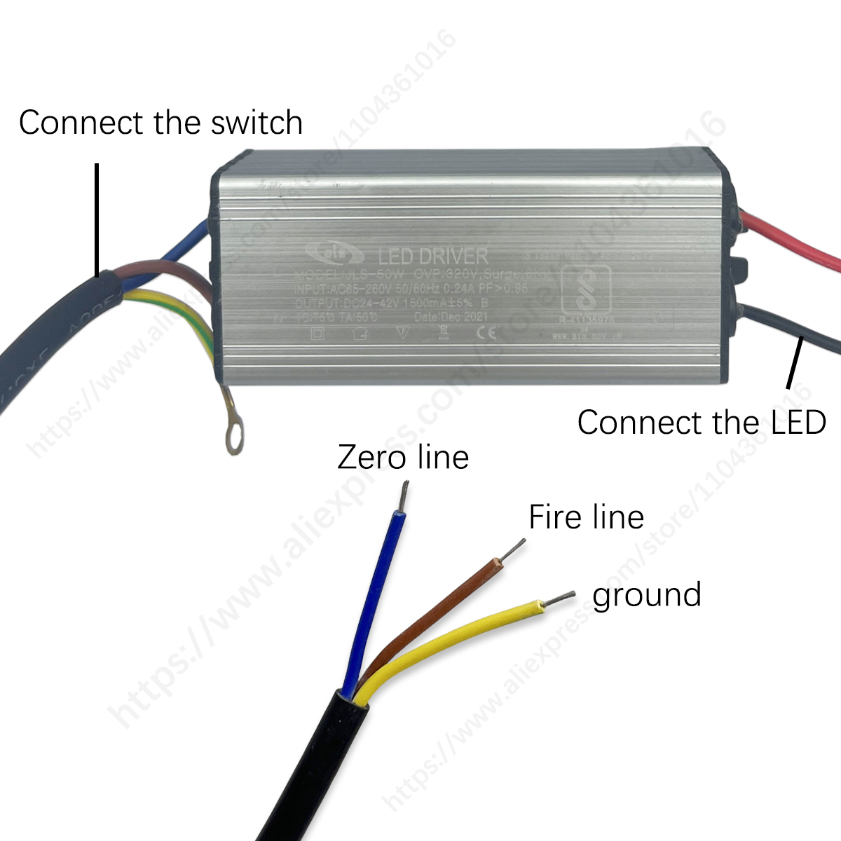 30W 50W 60W 80W 100W bez migotania wodoodporny sterownik doprowadziło stałe napięcie DC24-42V zasilacz AC85-265V transformatory oświetleniowe