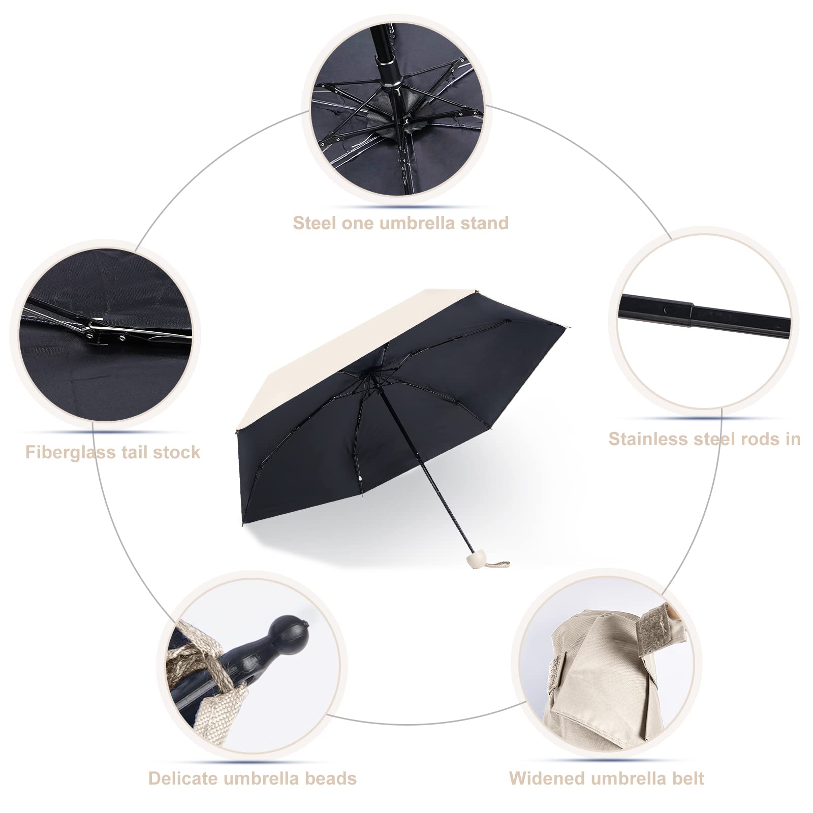 Paraguas cápsula de color sólido: pequeño parasol portátil de doble uso y protección contra la lluvia para mujeres