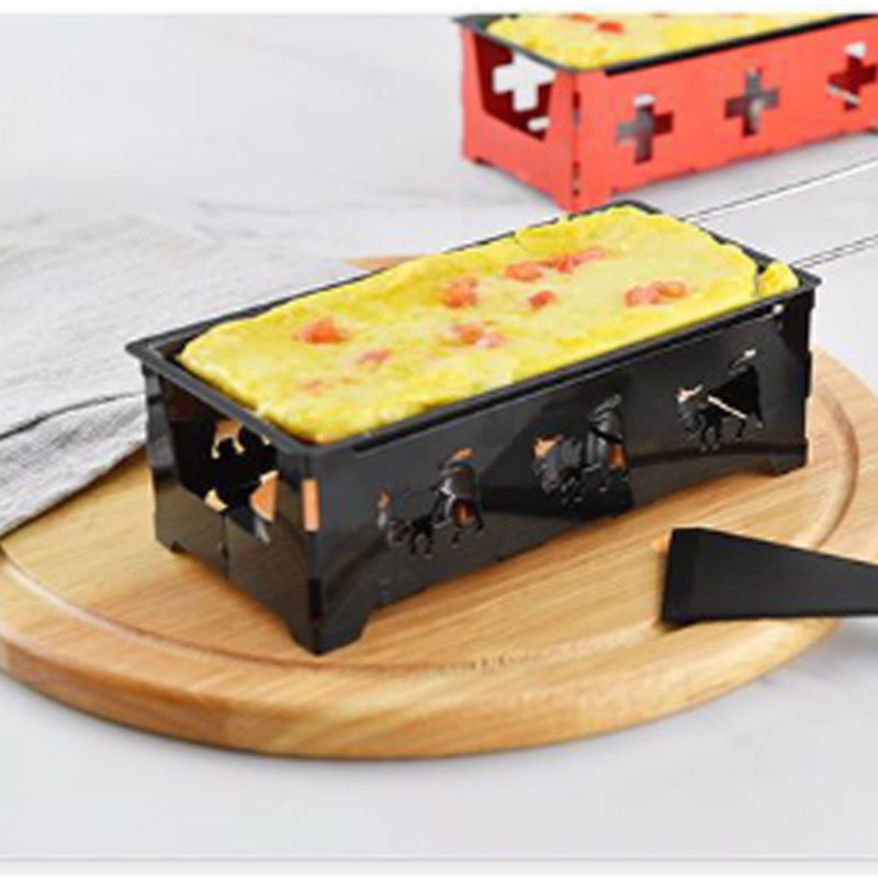Non-stick Cheese Oven Mini BBQ Grill Melter Pan Tray with Foldable Wooden Handle