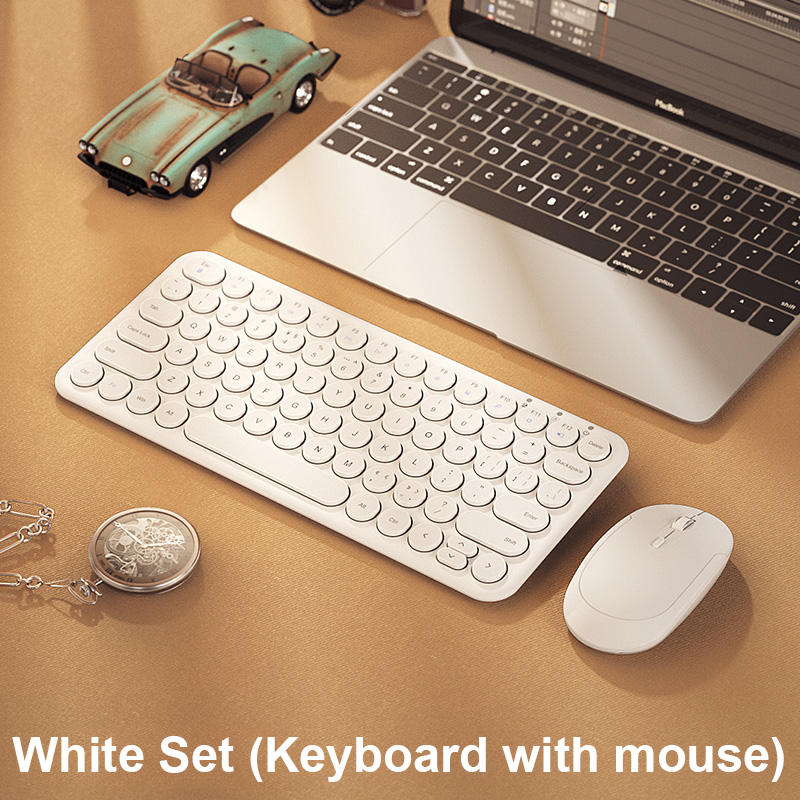 Slient Wireless Keyboard Mouse Combo For Macbook Pro Portable Gaming Keyboard Mouse Set For PC Gamer Computer Laptop Keyboard: white set